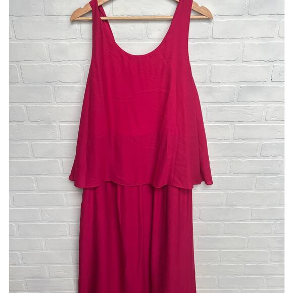 Soft Surroundings Bright Pink Fuchsia Chiffon Sleeveless Flowy Maxi Dress -sz M - Picture 2 of 5